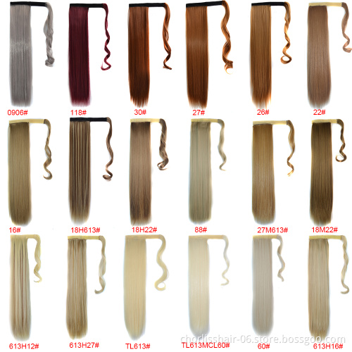 Wholesale Messy Curly Wrap Around Hair Piece Ponytail 100g Natural Wavy Curly Clip In Synthetic Hair Ponytails Extensions